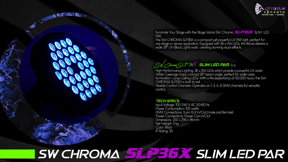 Auditorium Stage Works 54X3 Indoor LED PAR 200W ( CHROMA - 54WW)