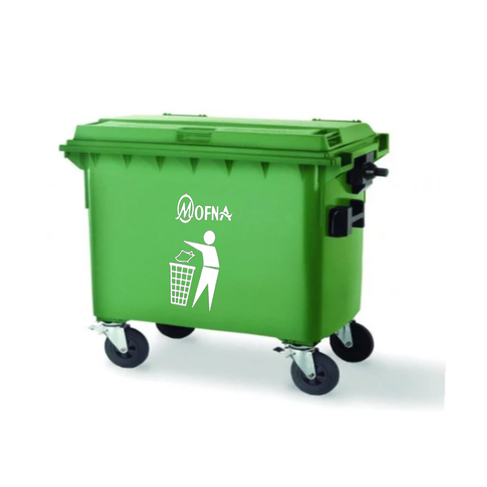 Plastic Green 4 Wheel Dustbin, 1100 Liter