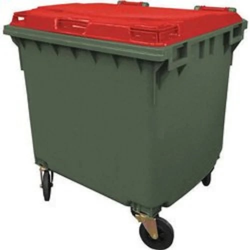 Plastic Green 4 Wheel Dustbin, 1100 Liter