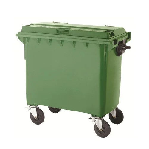 Plastic Green 4 Wheel Dustbin, 1100 Liter