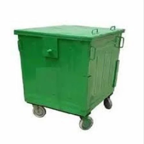 Plastic Green 4 Wheel Dustbin, 1100 Liter