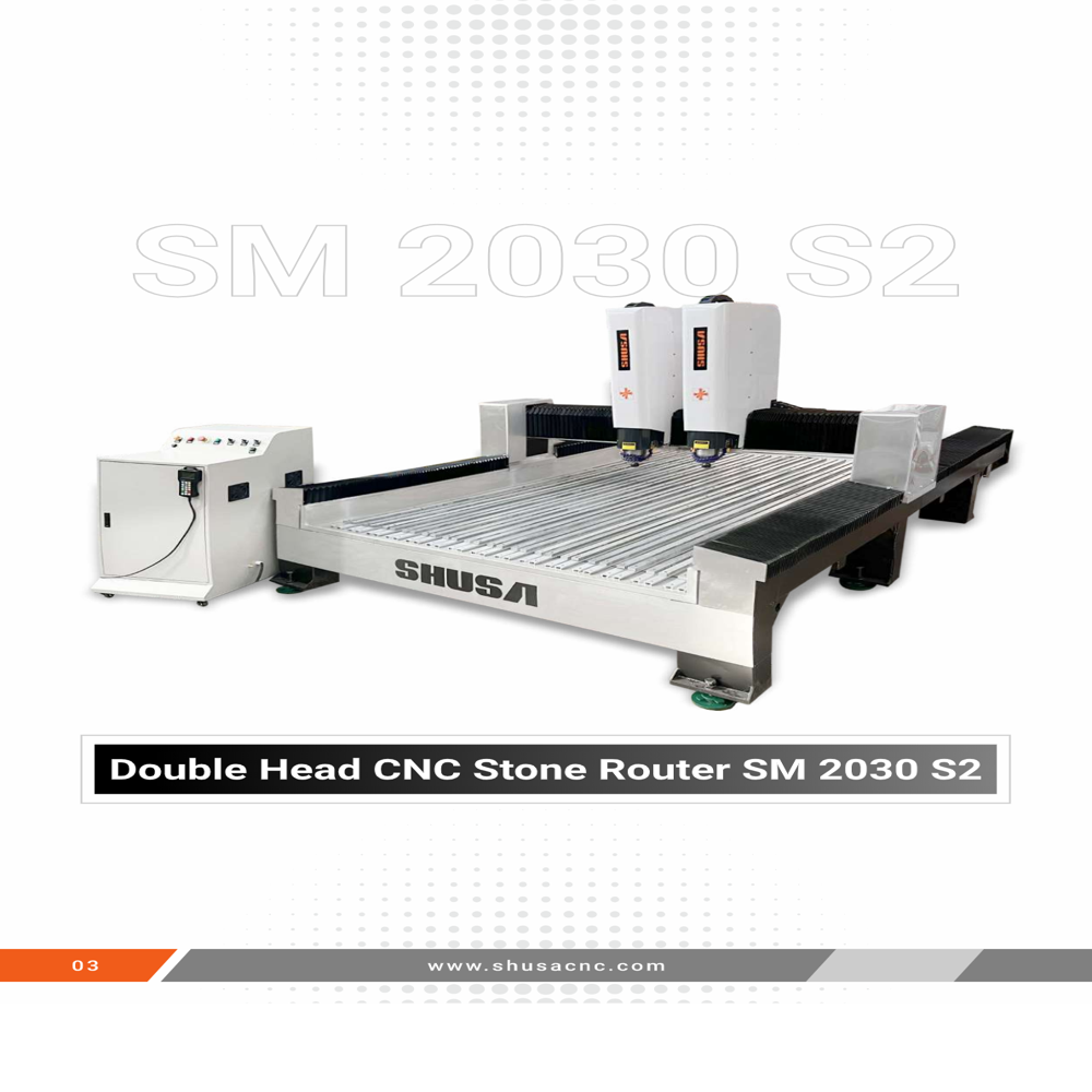 Stone Engraving Double Head Machine 2030S2 - Capacity: 1 Pcs/Hr