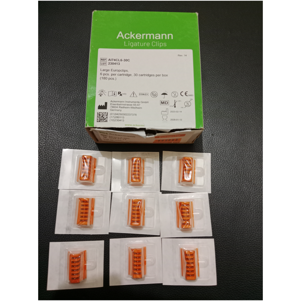 Titanium Haemostatic Clips Ackermann Euroclips Ackermann Germany For Hospital - Application: Laparoscopy