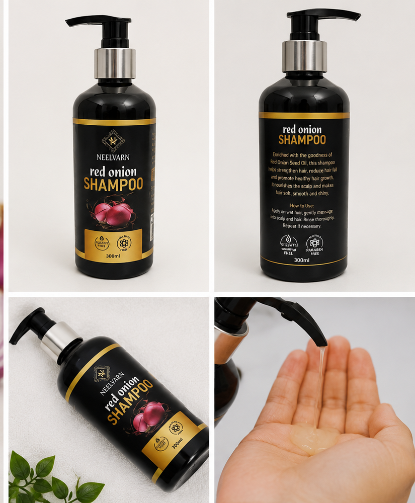 Red Onion Shampoo - Cream-based, For All Hair Types, 12 Months Shelf Life | Anti-dandruff, Reduces Hair Fall, Straightens Hair