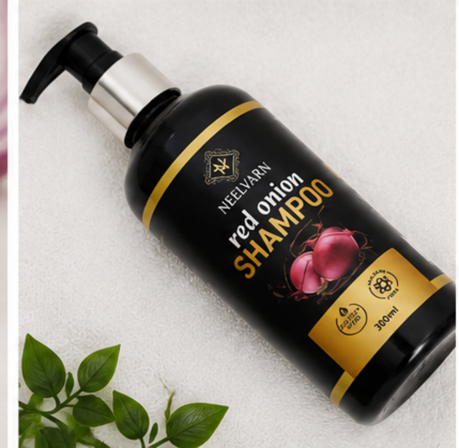 Red Onion Shampoo - Cream-based, For All Hair Types, 12 Months Shelf Life | Anti-dandruff, Reduces Hair Fall, Straightens Hair