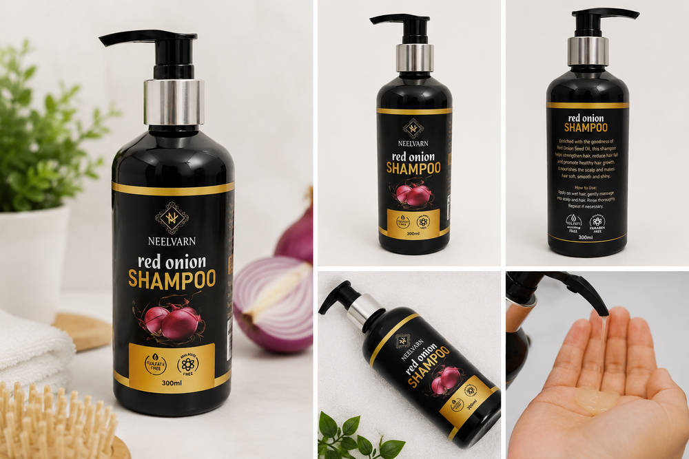 Red Onion Shampoo - Cream-based, For All Hair Types, 12 Months Shelf Life | Anti-dandruff, Reduces Hair Fall, Straightens Hair