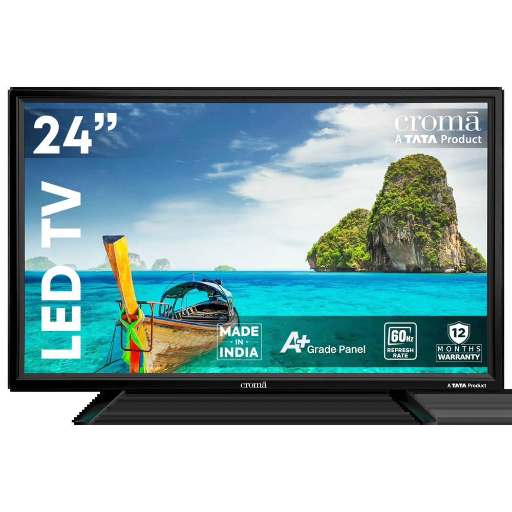 24 Inch Led Tv - 1366 X 768 Resolution, Black Color, 1 Hdmi Port, 220v Input Power, 609.6 Mm Screen Size, 1 Year Warranty