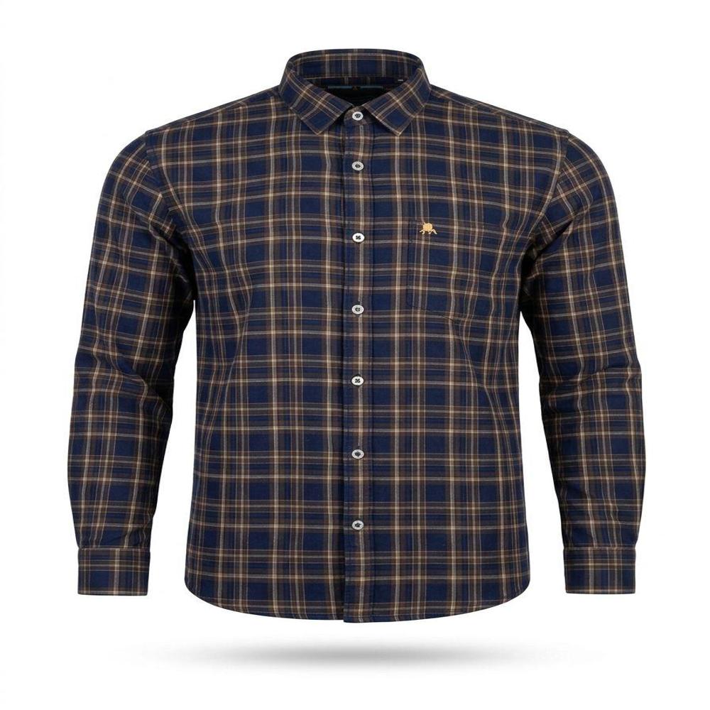 Mens Indigo Check Shirt - Feature: Quick Dry