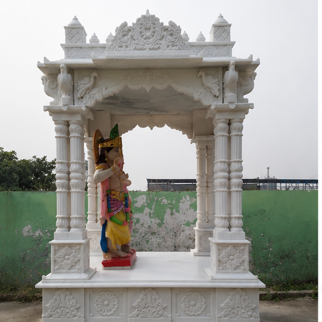 1.5 Feet White Marble Temple