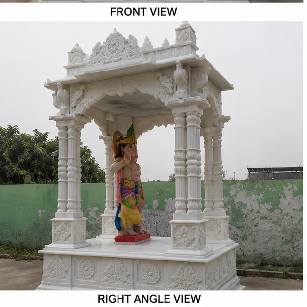 1.5 Feet White Marble Temple
