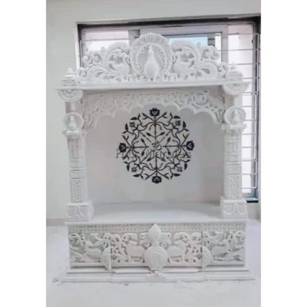White Marble Inlay Work For Home Temple