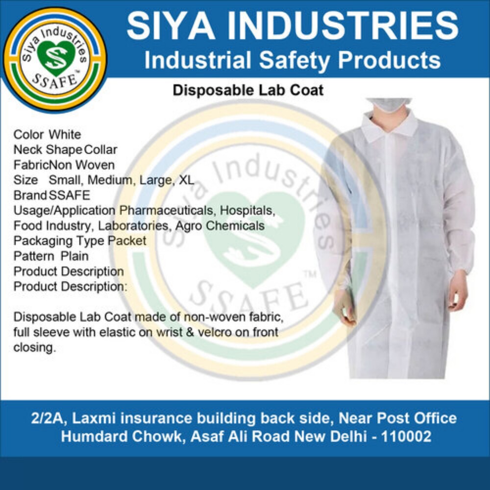Disposable Lab Coat - Non Woven Material, Large Size, White Color | Lightweight Design, Elastic Wrists, Velcro Closure, Ideal For Pharmaceuticals And Food Industry
