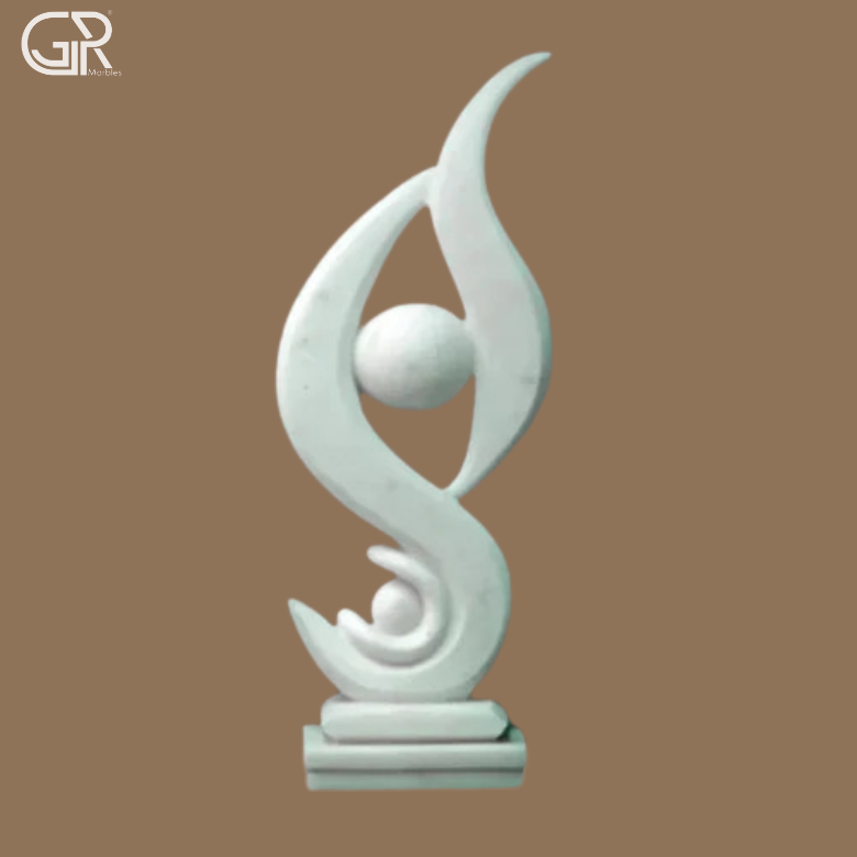 Marble Modern Art - Makrana White Marble, 601-900 Mm, Polished Surface | Handcrafted Abstract Outdoor & Indoor Statue