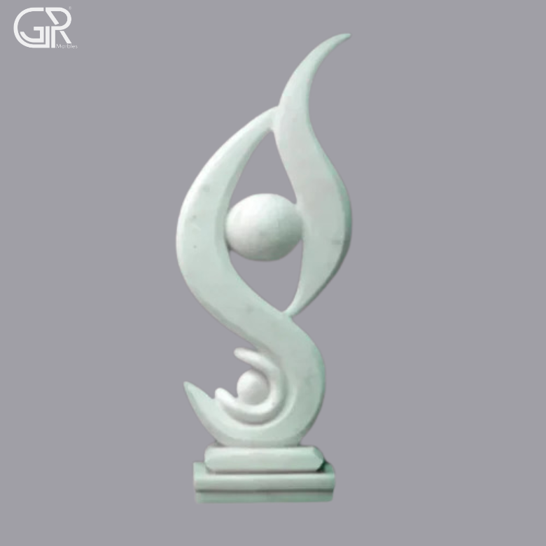 Marble Modern Art - Makrana White Marble, 601-900 Mm, Polished Surface | Handcrafted Abstract Outdoor & Indoor Statue