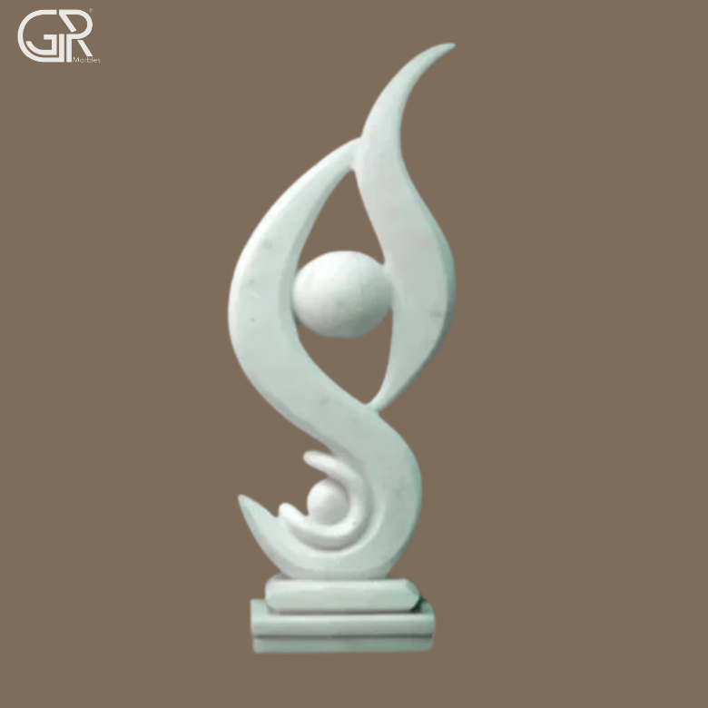 Marble Modern Art - Makrana White Marble, 601-900 Mm, Polished Surface | Handcrafted Abstract Outdoor & Indoor Statue