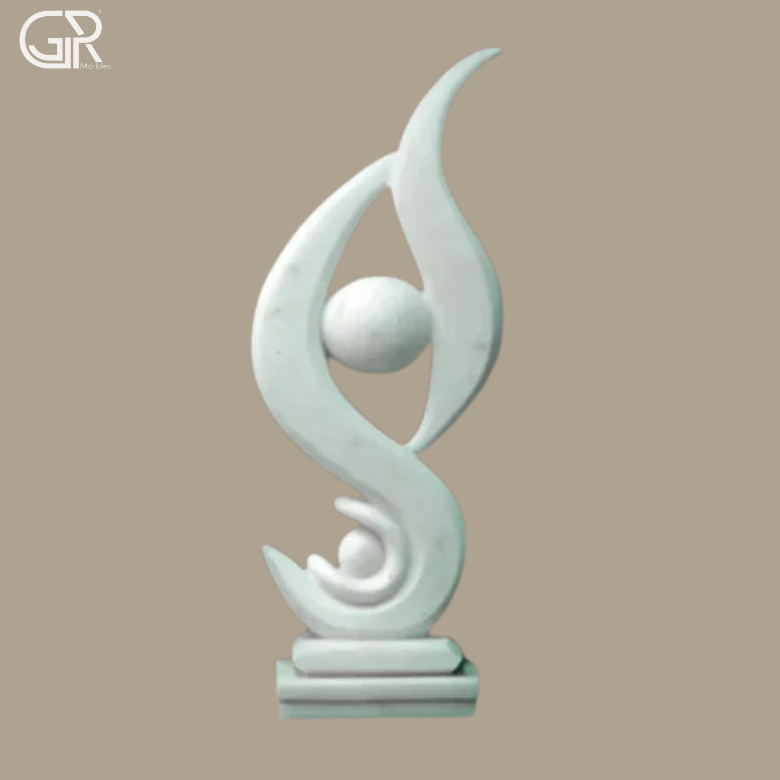 Marble Modern Art - Makrana White Marble, 601-900 Mm, Polished Surface | Handcrafted Abstract Outdoor & Indoor Statue