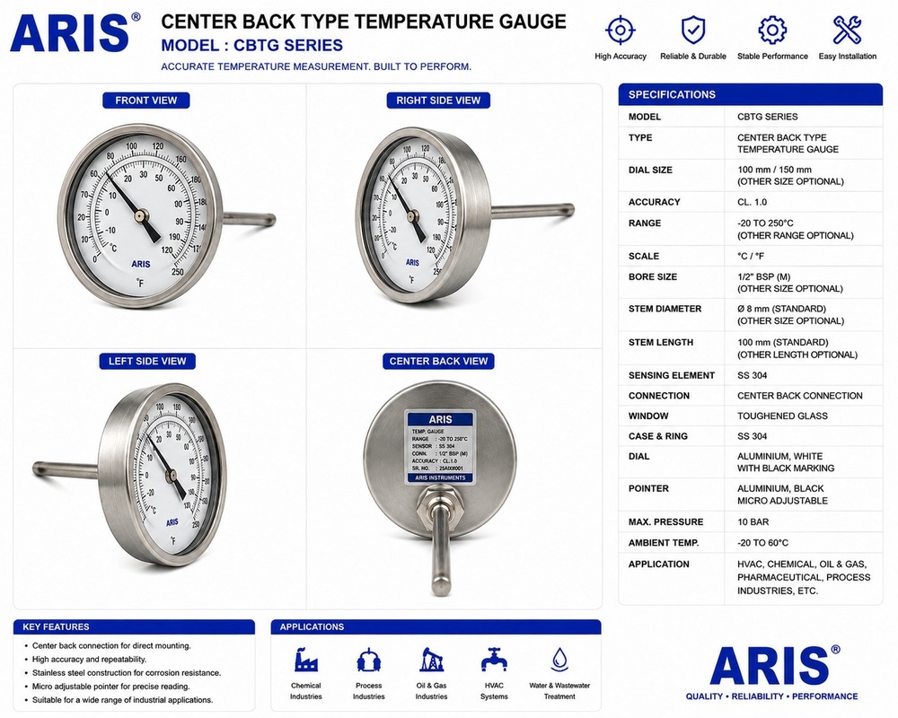 Center Back Type Temprature Gauge