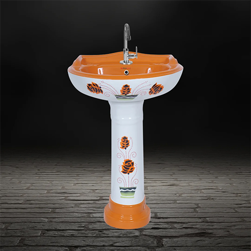 Stepware 505 Stargold Vitrosa Pedestal Wash Basin - Feature: Attractive Floral Design