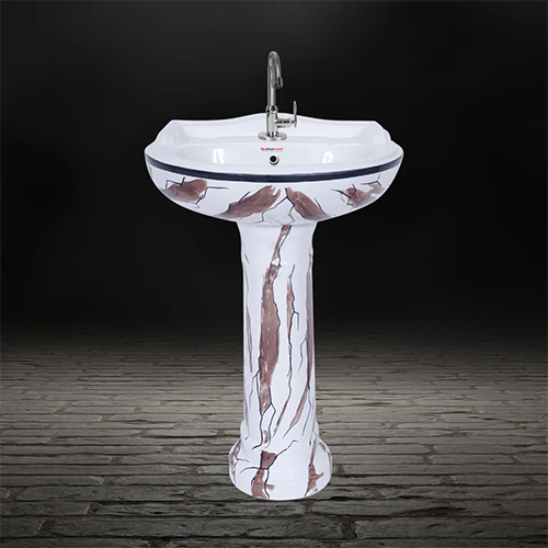 Patterned Washbasin With Stand - Feature: Decorative Floral Motif