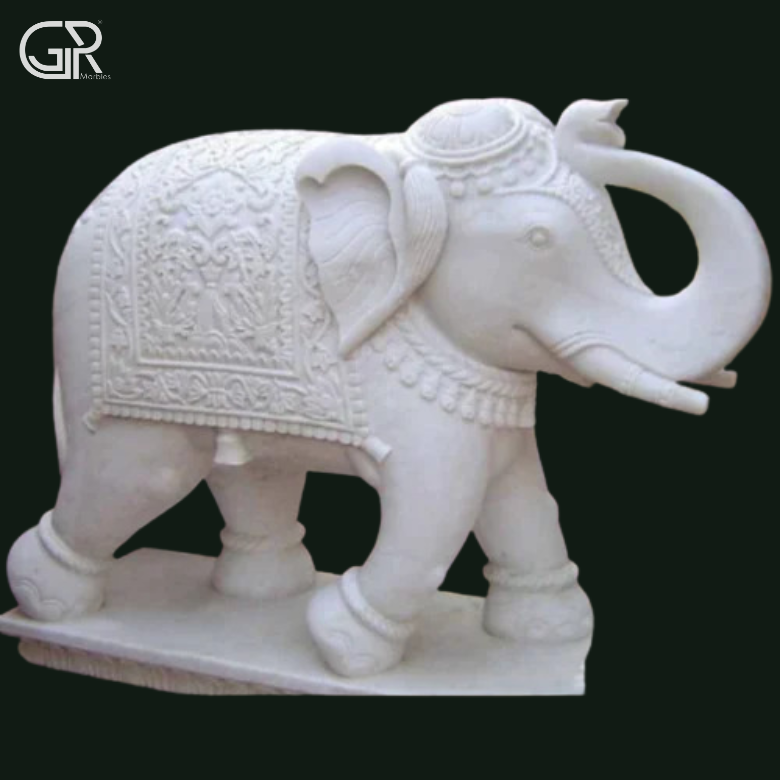 Marble Elephant Sculpture