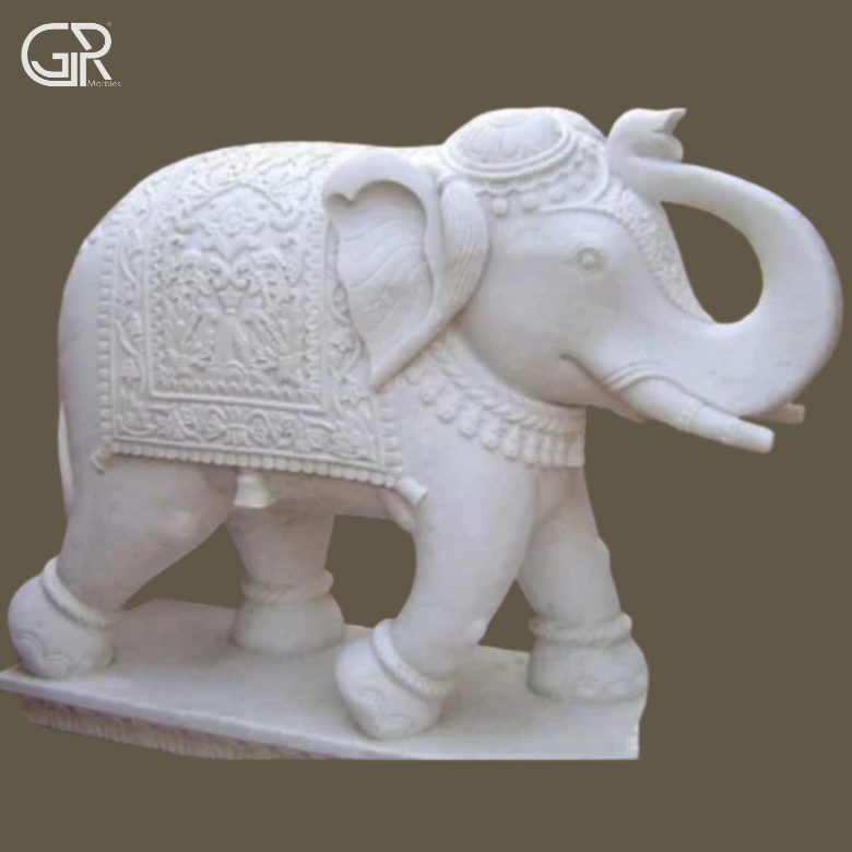 Marble Elephant Sculpture