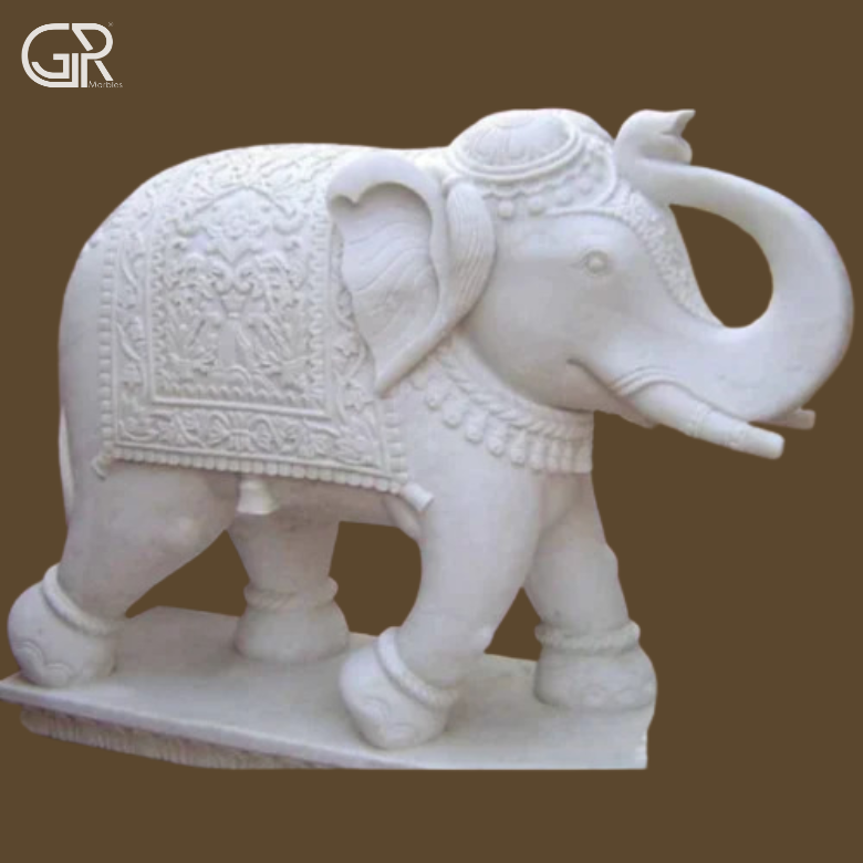Marble Elephant Sculpture