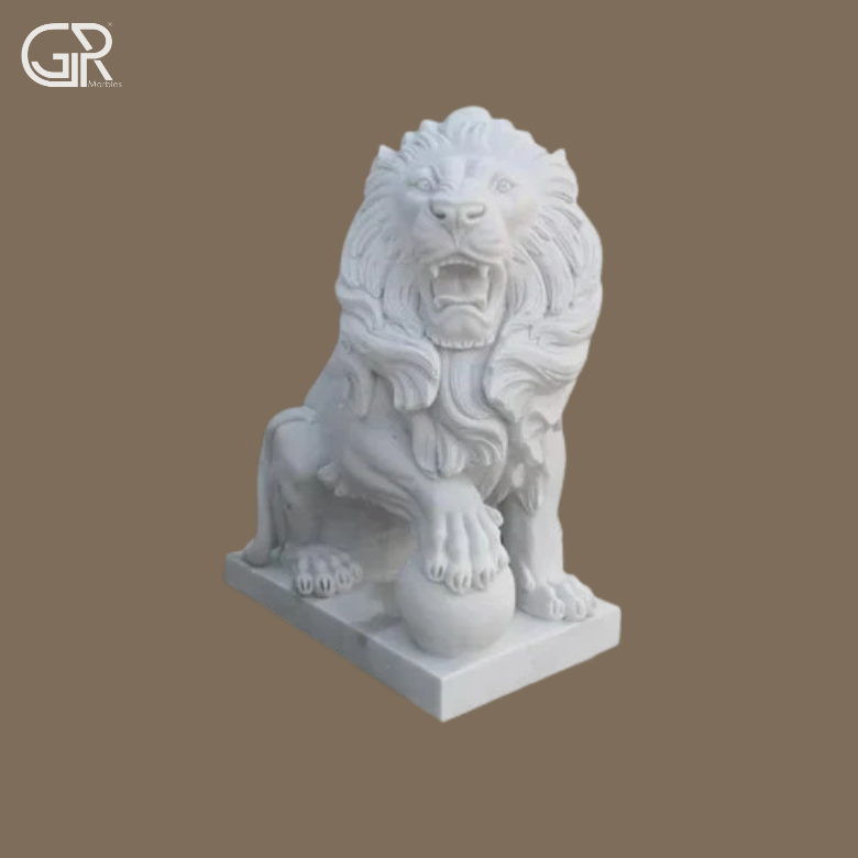 White Marble Lion Sculpture