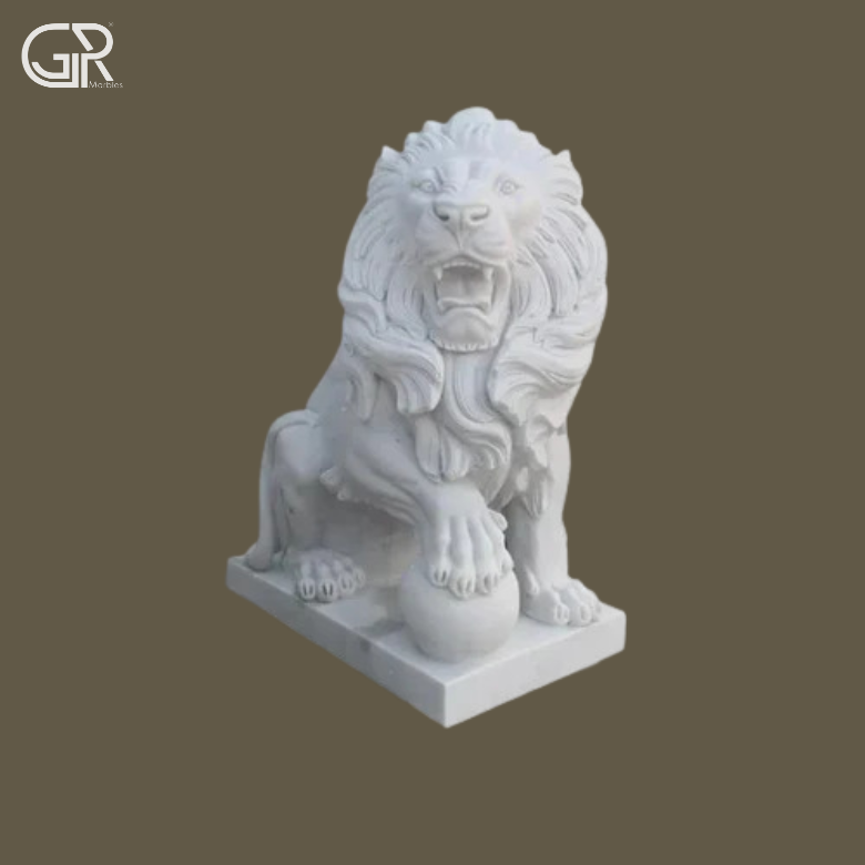 White Marble Lion Sculpture