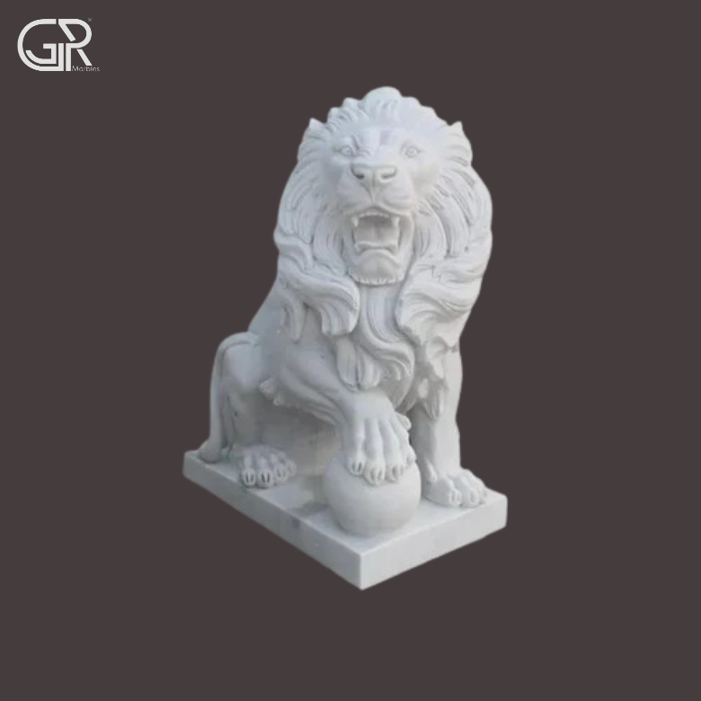 White Marble Lion Sculpture