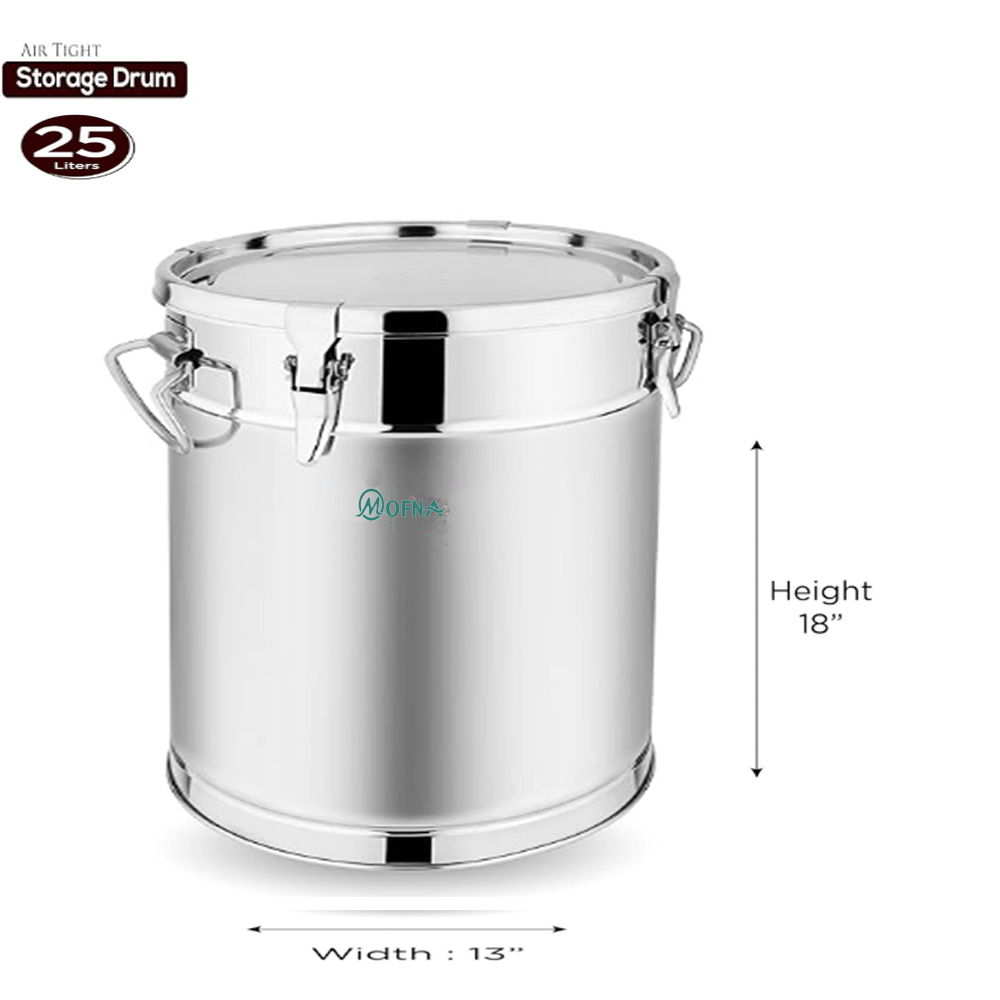 Mofna Stainless Steel Food Storage Drum 8 kg