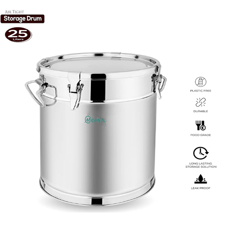 Mofna Stainless Steel Food Storage Drum 8 kg