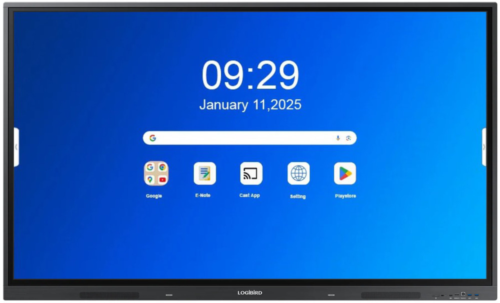 LB7514AI-1Pro Interactive Panel - Toughened Glass Aluminum Frame, 75 Inch 4K UHD, Black | Android 11 Dual System, 20-Point Multi-Touch, Wireless Screen Sharing