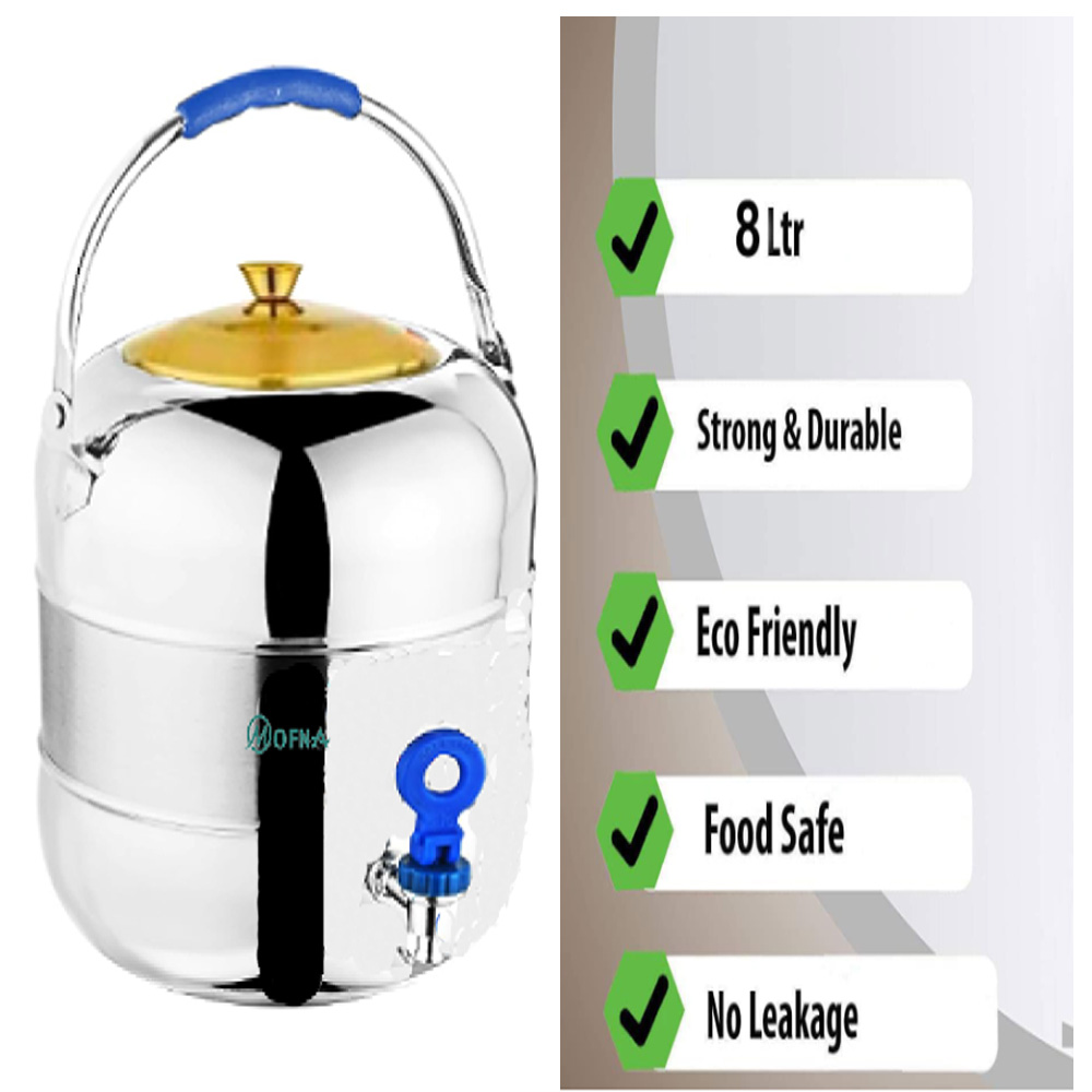 Mofna Stainless Steel Water Pot, 8 Liter