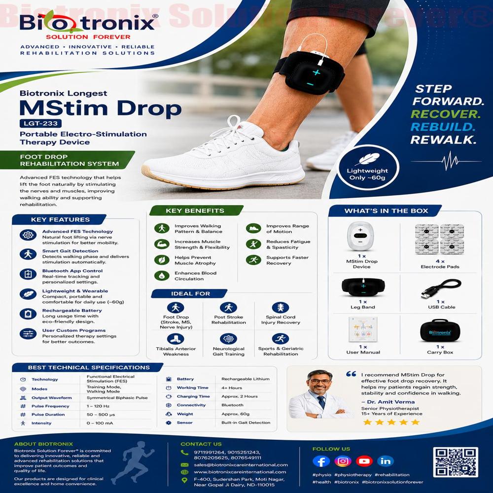 Foot Drop Electrical Stimulation Therapy Device for Walking Improvement