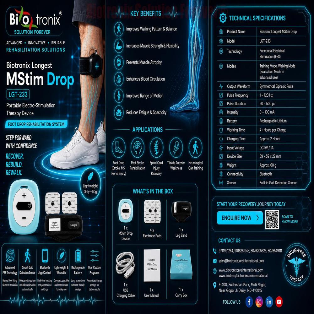Portable Foot Drop Stimulator Machine for Neuro Rehabilitation Therapy