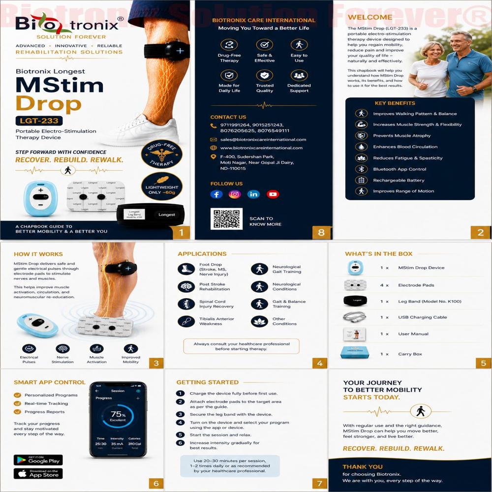 Portable Foot Drop Stimulator Machine for Neuro Rehabilitation Therapy