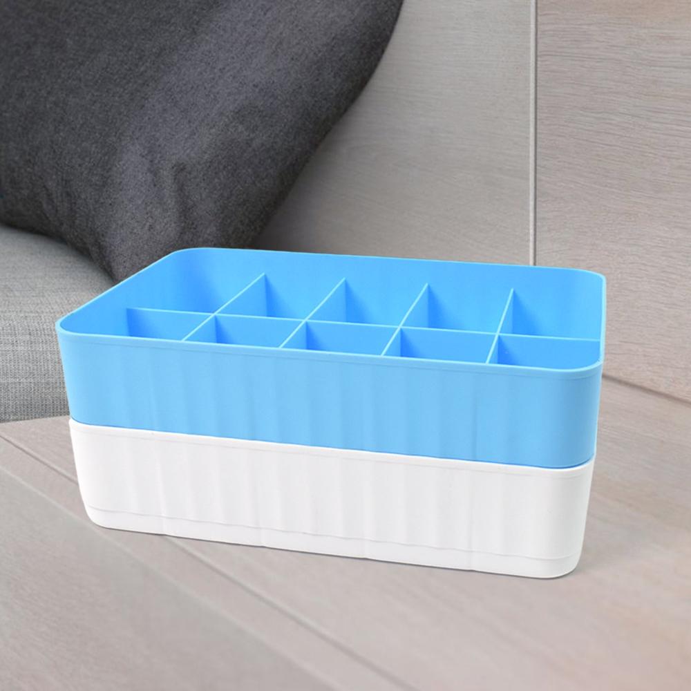 Multi-Function Desktop Drawer Storage Box 10 Grid Underwear Socks Box (2 Pc Set) - Color: Mix