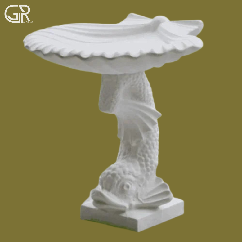 Carved marble Bird Bath
