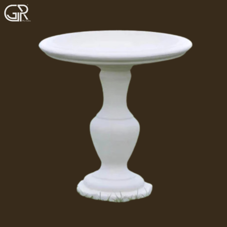 white marble birdbath