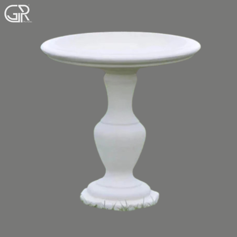 white marble birdbath