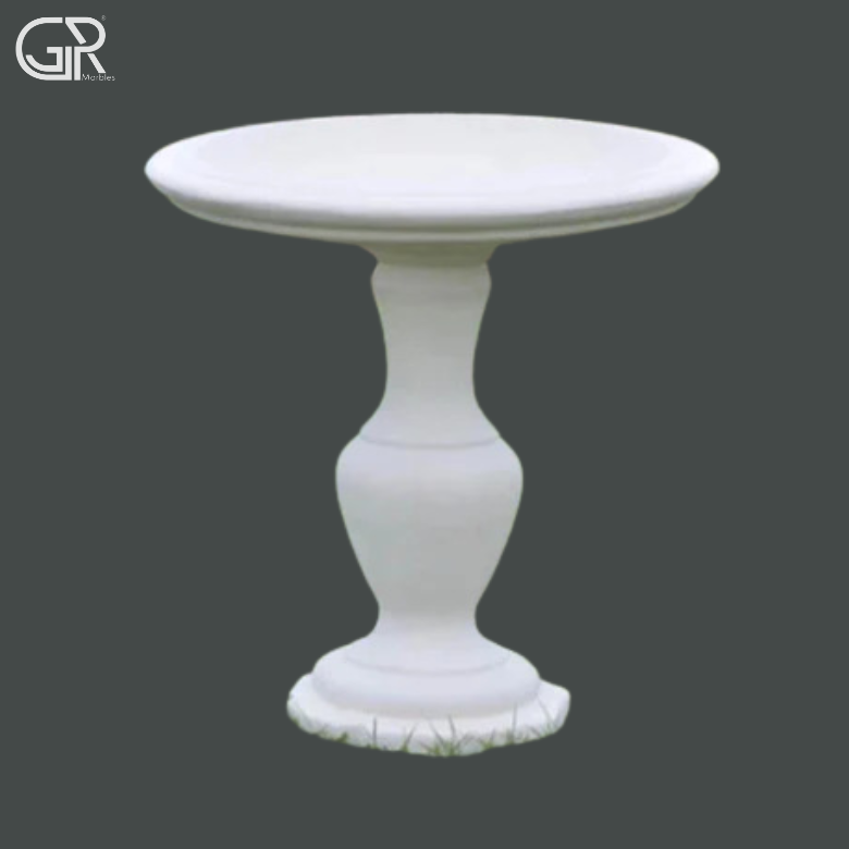 white marble birdbath