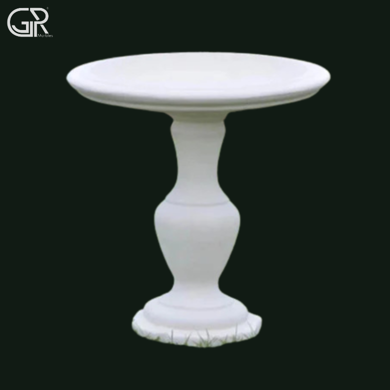 white marble birdbath