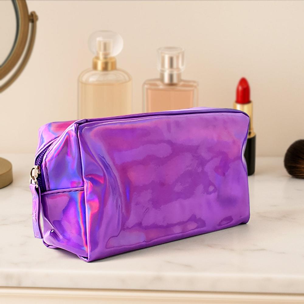 Holographic Shiny Waterproof Travel Cosmetic Pouch (1 Pc) - Color: Mix