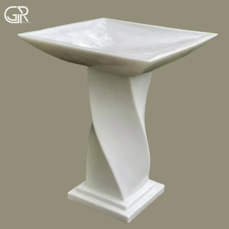 Polished Marble Birdbath