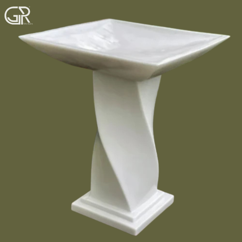 Polished Marble Birdbath