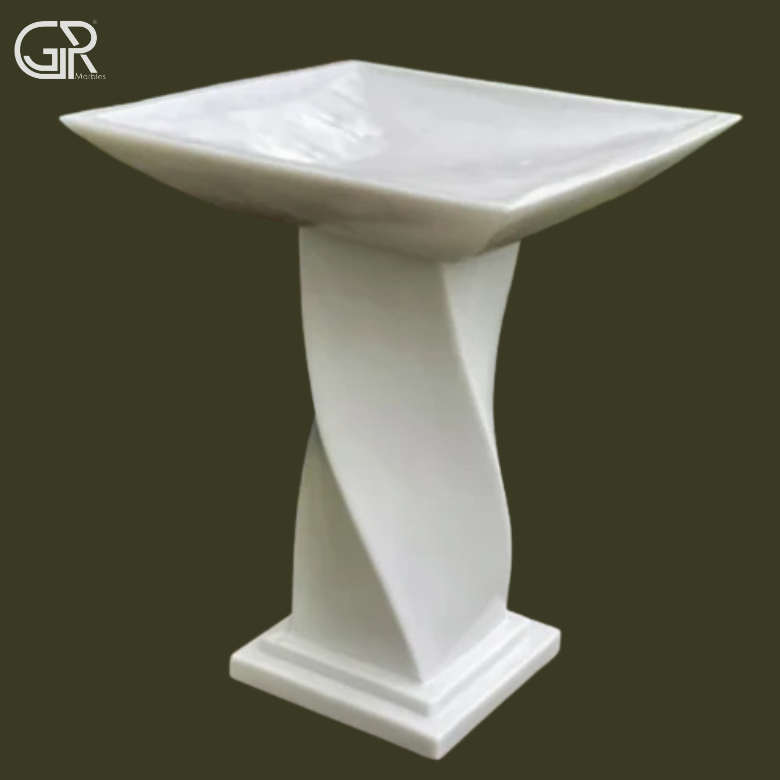 Polished Marble Birdbath