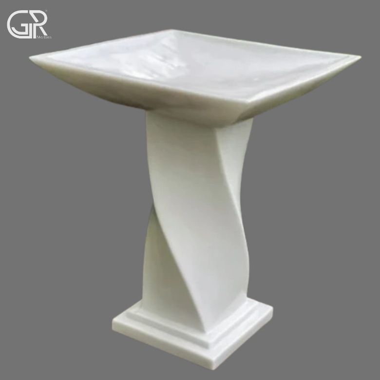 Polished Marble Birdbath