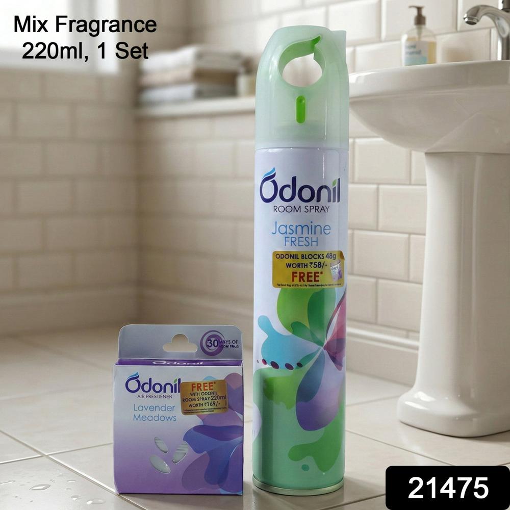 Odonil Room Spray And Air Freshener Blocks Combo Set (1 Set, Mix Fragrance 220 Ml) - Material: Gel / Lequid
