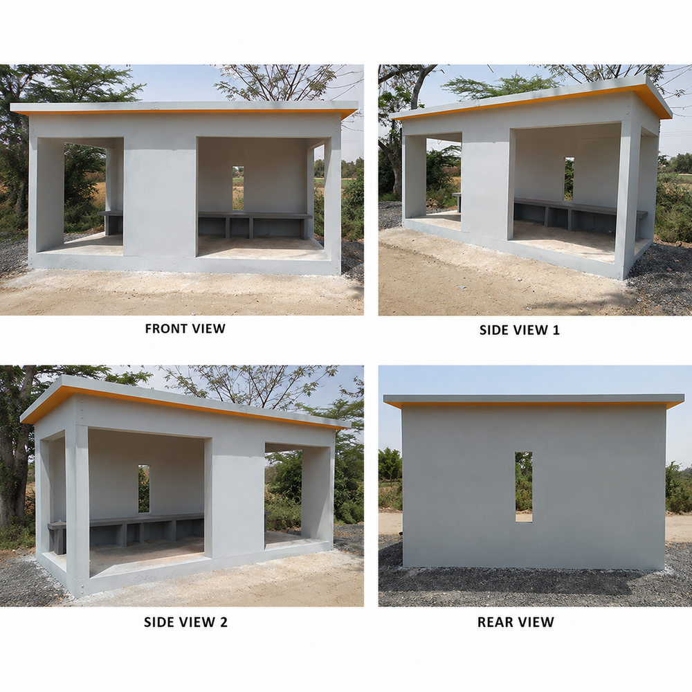Concrete Precast Bus Stop - Diameter: Support Columns: 200 Mm