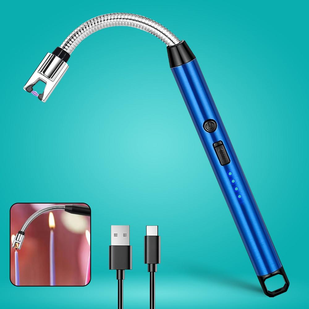 Metal Rechargeable Electric Arc Lighter With Flexible Neck (1 Pc) - Color: Mix